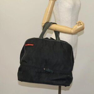 PRADA Sports Boston Bag Nylon Black Silver Auth